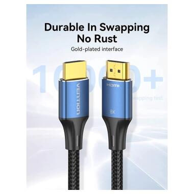 Кабель мультимедийный HDMI M to HDMI M 1.0m 8K60Hz cotton braided blue Vention (ALGLF) фото №3