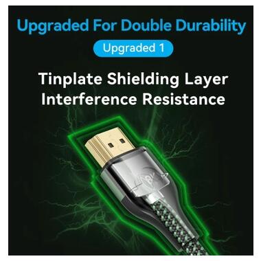 Кабель мультимедийный HDMI M to HDMI M 1.0m 8K60Hz ultra thin cotton braided green Vention (ALOGF) фото №6