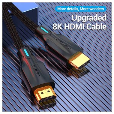 Кабель мультимедийный HDMI M to HDMI M 1.5m 8K60Hz cotton braided black Vention (AAUBG) фото №2