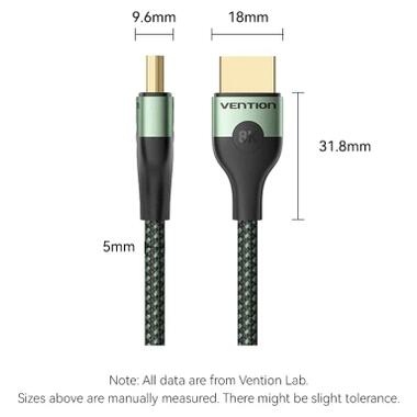 Кабель мультимедийный HDMI M to HDMI M 1.5m 8K60Hz ultra thin cotton braided green Vention (ALOGG) фото №2