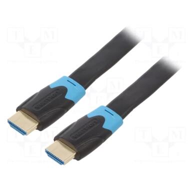 Кабель мультимедийный HDMI M to HDMI M 10.0m 1080p60Hz flat black Vention (AAKBL) фото №1
