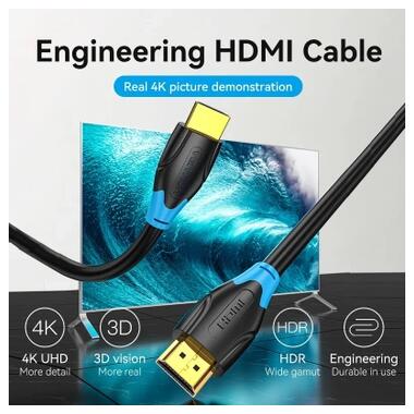 Кабель мультимедийный HDMI M to HDMI M 2.0m 4K60Hz black Vention (AAGBH) фото №2