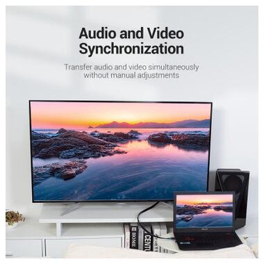 Кабель мультимедийный HDMI M to HDMI M 2.0m 4K60Hz flat black Vention (AAKBH) фото №4