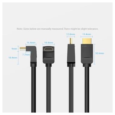 Кабель мультимедийный HDMI M to HDMI M 3.0m 4K60Hz 90° corner black Vention (AAQBI) фото №6