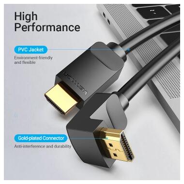 Кабель мультимедийный HDMI M to HDMI M 3.0m 4K60Hz 90° corner black Vention (AAQBI) фото №8