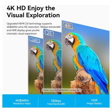 Кабель мультимедийный HDMI M to HDMI M 5.0m 4K30Hz black Vention (ALIBJ) фото №3