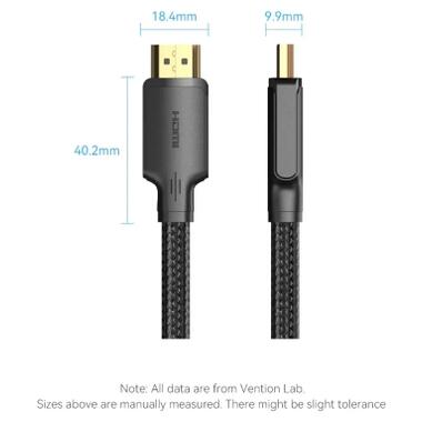 Кабель мультимедийный HDMI M to HDMI M 5.0m 4K60Hz cotton braided black Vention (ALLBJ) фото №7