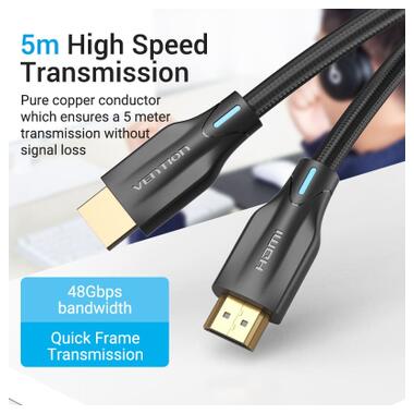 Кабель мультимедийный HDMI M to HDMI M 5.0m 8K60Hz cotton braided black Vention (AAUBJ) фото №4