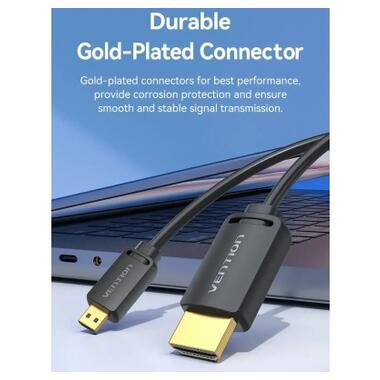 Кабель мультимедийный HDMI M to HDMI micro M 1.0m 4K60Hz black Vention (AGIBF) фото №2
