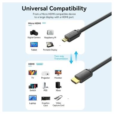 Кабель мультимедийный HDMI M to HDMI micro M 1.0m 4K60Hz black Vention (AGIBF) фото №6