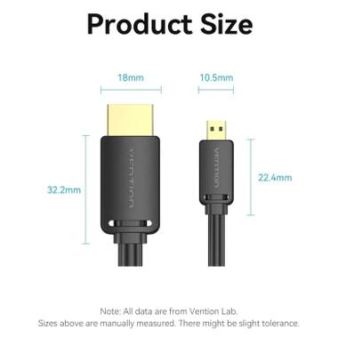 Кабель мультимедийный HDMI M to HDMI micro M 1.0m 4K60Hz black Vention (AGIBF) фото №3