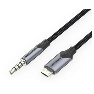 Кабель мультимедийный Micro 5P M to 3.5mm M 1.0m (4pin) black Vention (BDGBF) фото №1