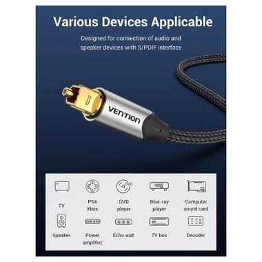 Кабель мультимедийный Optical Toslink 1.0m gray Vention (BAVHF) фото №8
