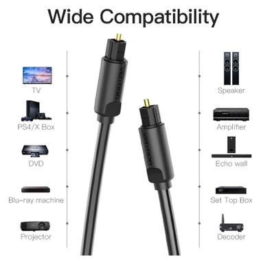 Кабель мультимедийный Optical Toslink 1.5m black Vention (BAEBG) фото №4