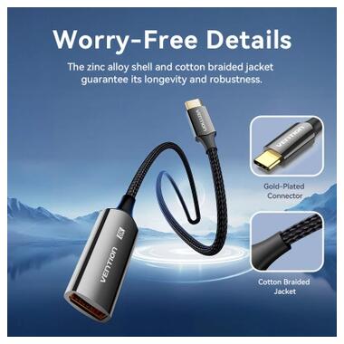 Кабель мультимедийный USB-C to DisplayPort M 0.25m 8K black Vention (CRGBC) фото №5