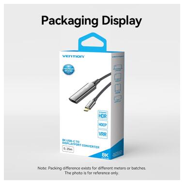 Кабель мультимедийный USB-C to DisplayPort M 0.25m 8K black Vention (CRGBC) фото №7