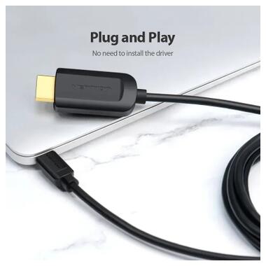 Кабель мультимедийный USB-C to HDMI M 1.5m black Vention (CGUBG) фото №3