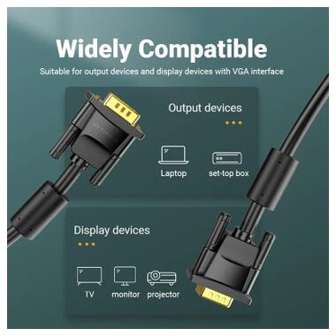 Кабель мультимедийный VGA M to VGA M 10.0m black Vention (DAEBL) фото №6