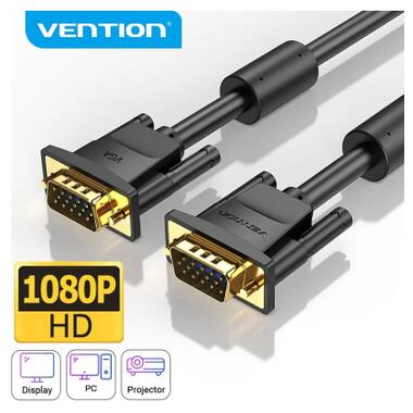 Кабель мультимедийный VGA M to VGA M 5.0m black Vention (DAEBJ) фото №5