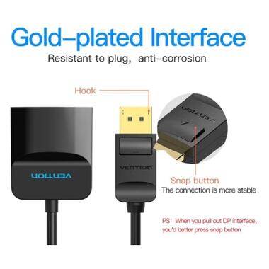 Переходник DisplayPort M to HDMI F 0.15m black Vention (HBGBB) фото №2