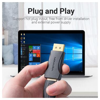 Переходник DisplayPort M to HDMI F black Vention (HBOB0) фото №5