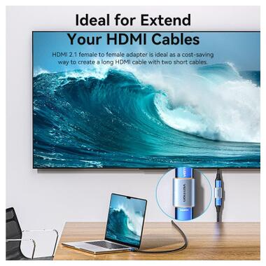 Переходник HDMI F to HDMI F 8K Aluminum black Vention (AIUH0) фото №3