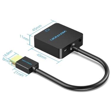 Переходник HDMI M to VGA F 1080P 60Hz 3,5mm Audio Micro USB (F) powered Vention (ACRBB) фото №3