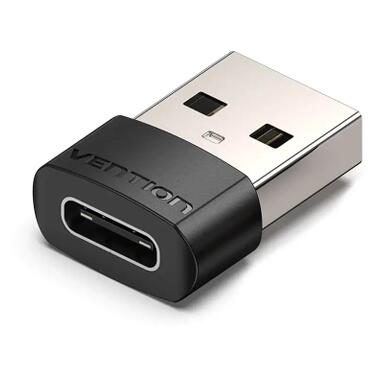 Переходник USB 2.0 AМ to USB Type-C (F) Black PVC Vention (CDWB0) фото №1
