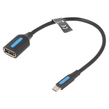 Переходник USB 2.0 Micro BM to USB AF (OTG) 0.15m Black PVC Vention (CCUBB) фото №1
