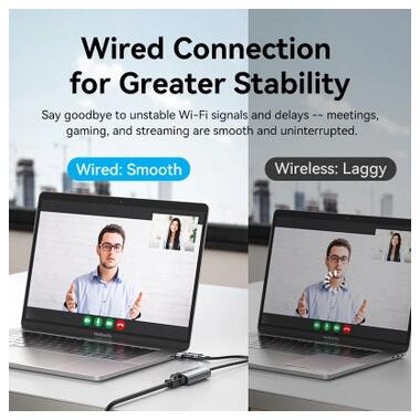 Переходник USB-C + USB A to RJ45 Ethernet 1000Mbps 0.15m aluminum gray Vention (CFQHB) фото №12