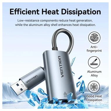 Переходник USB-C + USB A to RJ45 Ethernet 1000Mbps 0.15m aluminum gray Vention (CFQHB) фото №6