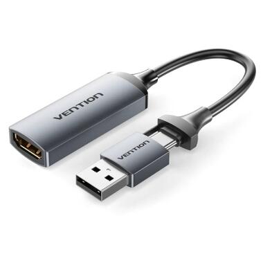Переходник USB-C + USB-A to HDMI M 0.1m video capture gray Vention (ACWHA) фото №1