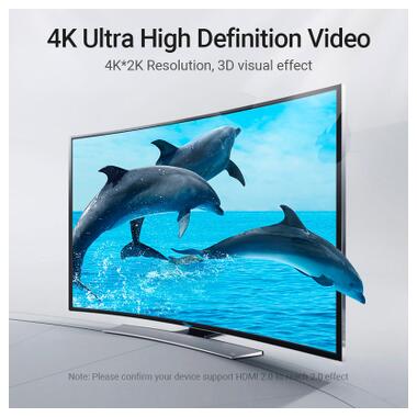 Кабель мультимедийный HDMI M to HDMI M 3.0m V2.0 4K60Hz 90° corner black Vention (AARBI) фото №7