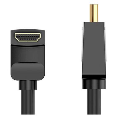 Кабель мультимедийный HDMI M to HDMI M 3.0m V2.0 4K60Hz 90° corner black Vention (AARBI) фото №4