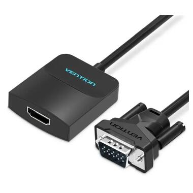 Переходник VGA 15F to HDMI M 1080P 60Hz 3,5mm Audio 0.15m Vention (ACNBB) фото №1