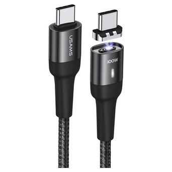 Дата кабель Usams US-SJ466 U58 Type-C to Type-C 100W PD Fast Charge Magnetic Data Cable (1.5m) Чорний фото №1