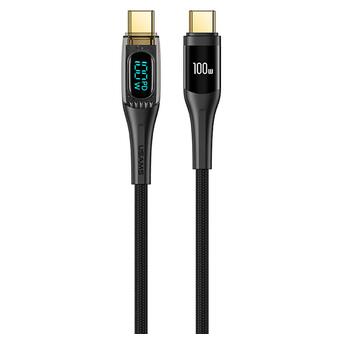 Кабель даних Usams US-SJ590 Type-C to Type-C PD 100W Transparent Digital Display Cable (1.2m) Black фото №1