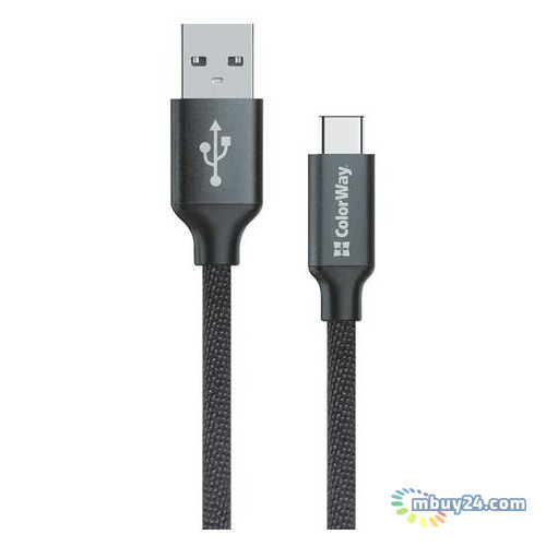Кабель ColorWay USB - USB Type-C 1 м Black (CW-CBUC003-BK) фото №1