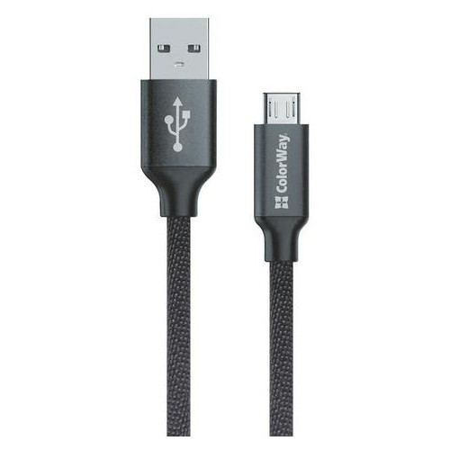Кабель ColorWay USB - Micro USB 2.4 А 2 м Black (CW-CBUM009-BK) фото №1