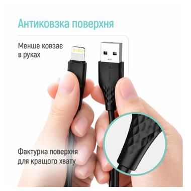 Дата кабель USB 2.0 AM to Lightning 2.0m 3A textured PVC black ColorWay (CW-CBUL095-BK) фото №9