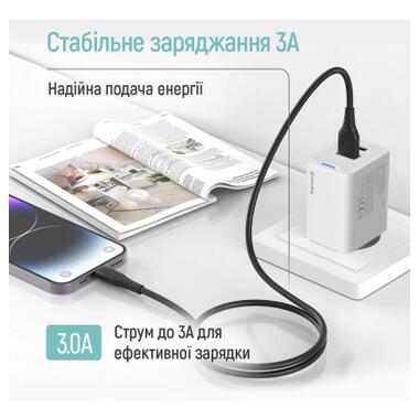 Дата кабель USB 2.0 AM to Lightning 2.0m 3A textured PVC black ColorWay (CW-CBUL095-BK) фото №6