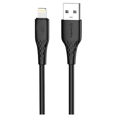 Дата кабель USB 2.0 AM to Lightning 2.0m 3A textured PVC black ColorWay (CW-CBUL095-BK) фото №1