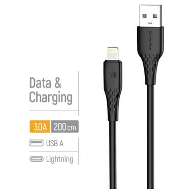 Дата кабель USB 2.0 AM to Lightning 2.0m 3A textured PVC black ColorWay (CW-CBUL095-BK) фото №5