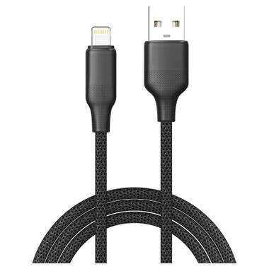 Дата кабель USB 2.0 AM to Lightning 2.0m 3A TPE embossed black ColorWay (CW-CBUL102-BK) фото №1