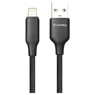 Дата кабель USB 2.0 AM to Lightning 2.0m 3A TPE embossed black ColorWay (CW-CBUL102-BK) фото №3