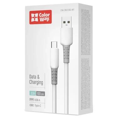 Дата кабель USB 2.0 AM to USB-C 1.0m 3A liquid silicone white ColorWay (CW-CBUC093-WT) фото №4