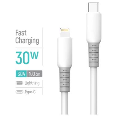 Дата кабель USB-C to Lightning 1.0m PD30W liquid silicone white ColorWay (CW-CBPDCL093-WT) фото №5