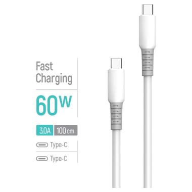 Дата кабель USB-C to USB-C 1.0m 3A PD60W liquid silicone white ColorWay (CW-CBPDCC093-WT) фото №5