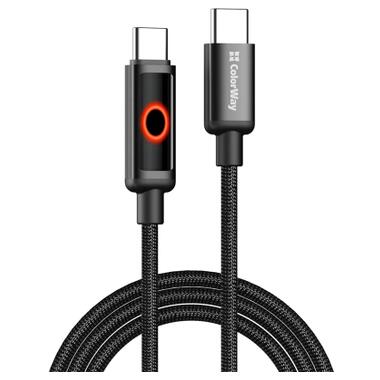 Дата кабель USB-C to USB-C 1.0m 3A PD60W black ColorWay (CW-CBPDCC103-BK) фото №1