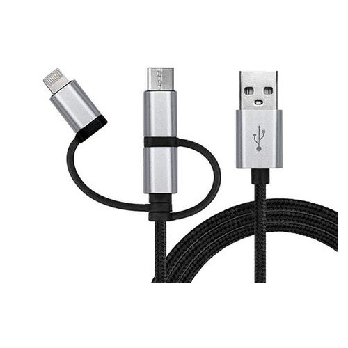 Кабель Real-El Premium USB2.0 AM-3в1 Lightning/microUSB/USB-C 1м Чорний фото №2